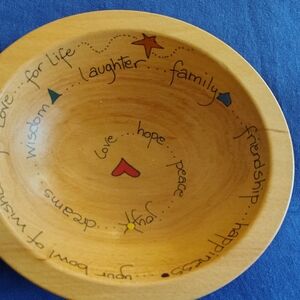Decorative Wooden Bowl with Inspirational Words